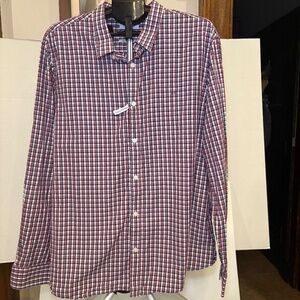 Calvin Klein Men's Red/Blue/White Stripe Cotton Cashmere Button Front Shirt XXL
